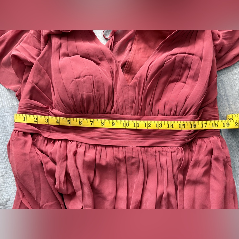 Azazie Dusty Rose V-Neck Chiffon Wedding Dress - Picture 8 of 10